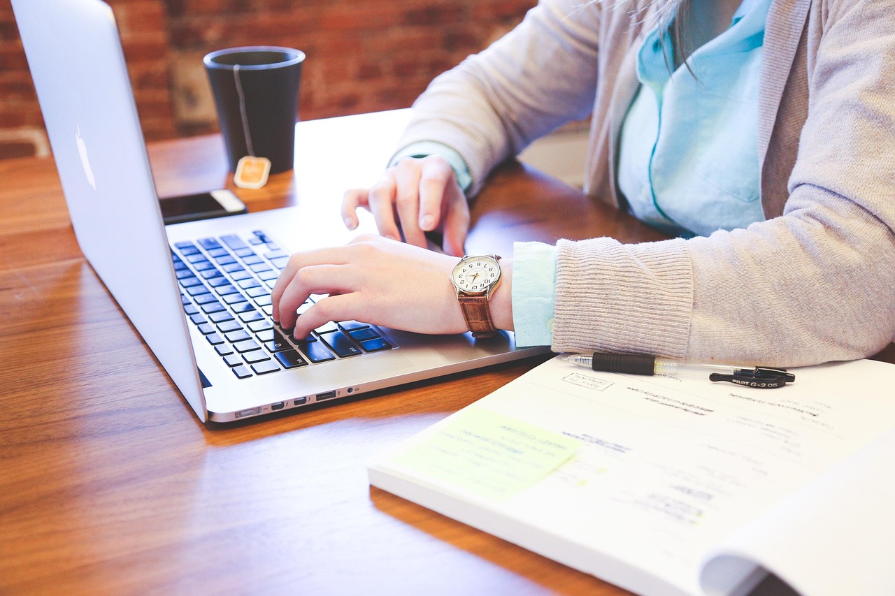 accountant using laptop in office
